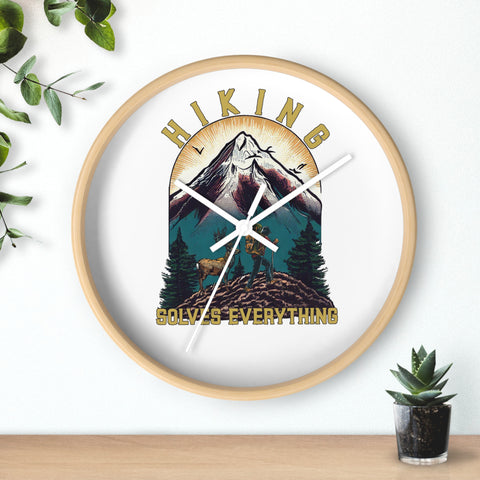Hiking Design Hiking Solves Everything Wall Clock Gift Idea