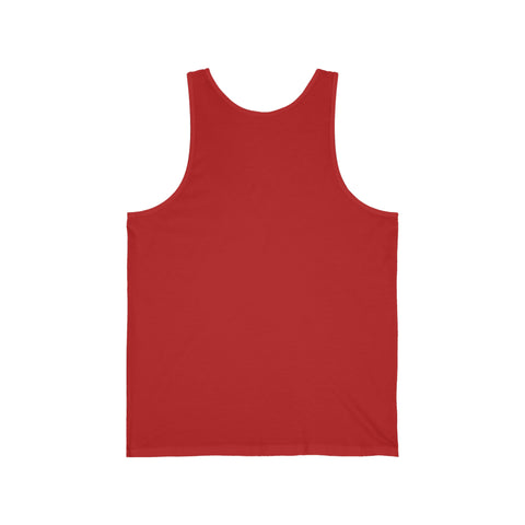 A red Camping tank top on a white background.