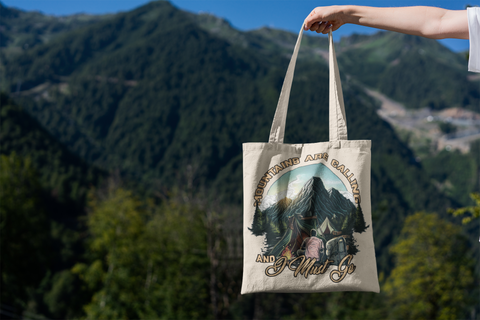 Mountains are Calling Cotton Canvas Tote Bag
